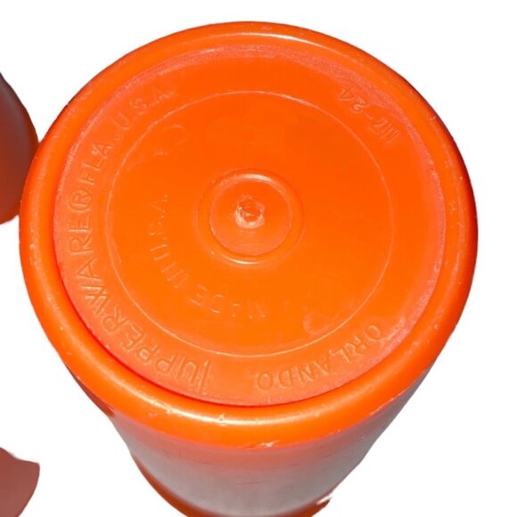 Tupperware Vintage Orange Plastic Tumblers Set Of 6 - Picture 3 of 3